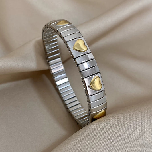Golden Hearts Stretchable Bracelet